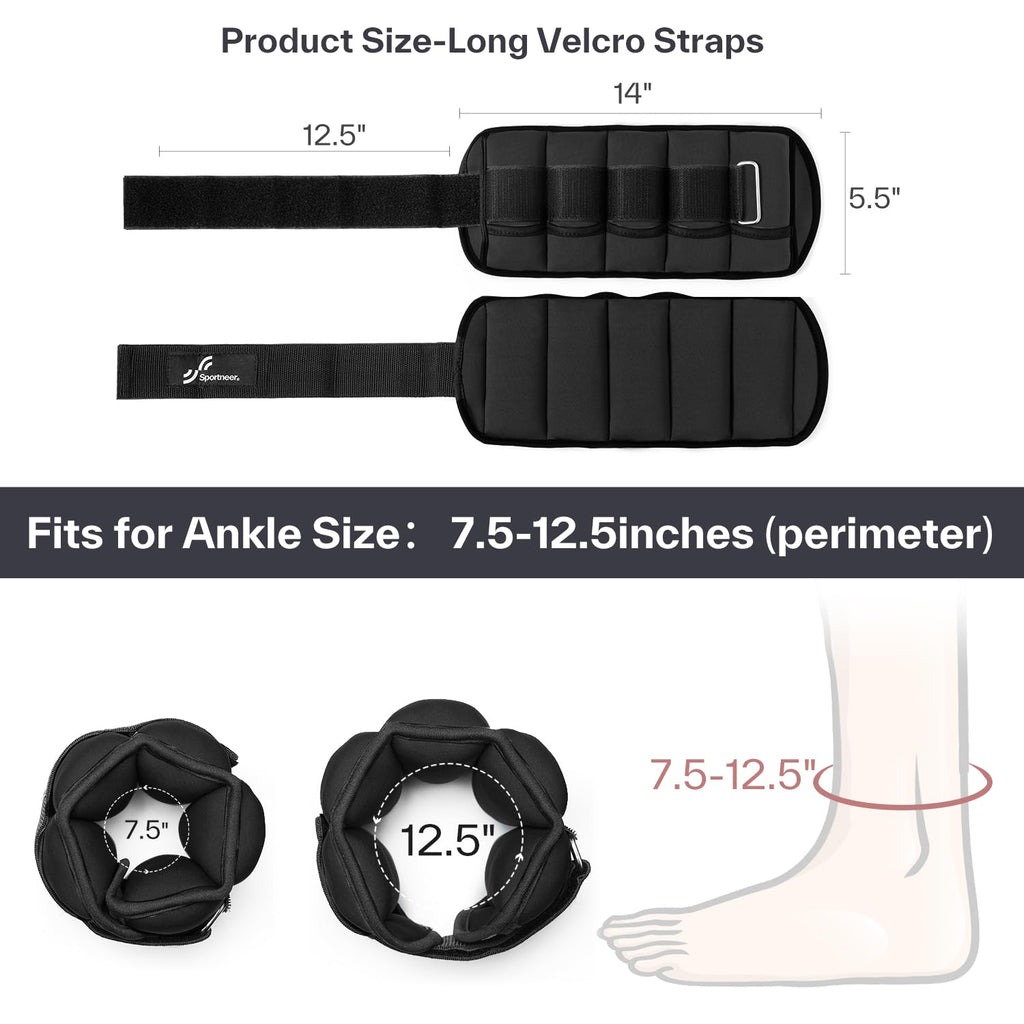 Sportneer Adjustable Ankle Weights Set (2–10 lbs)