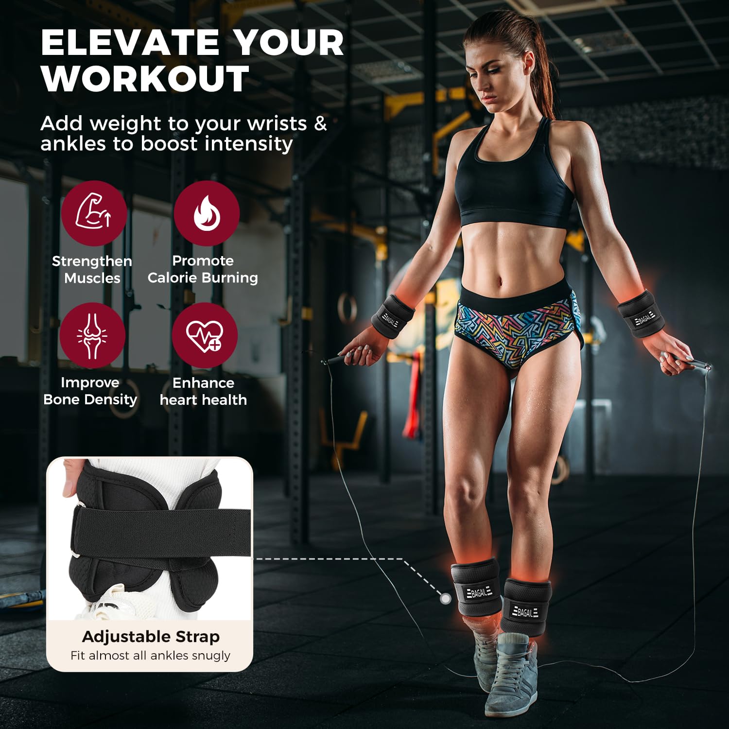 BAGAIL Wearable Ankle & Wrist Weights – 2lb