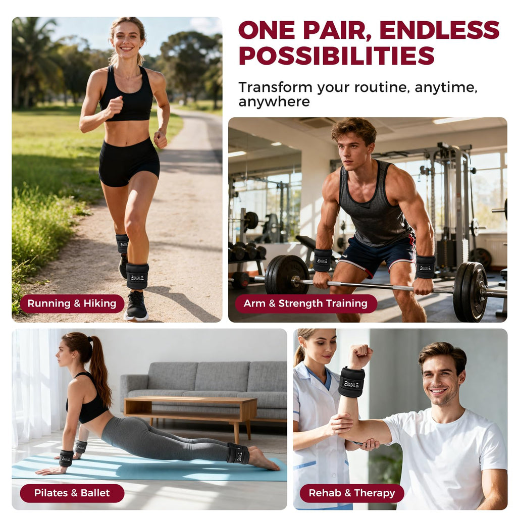 BAGAIL Wearable Ankle & Wrist Weights – 2lb