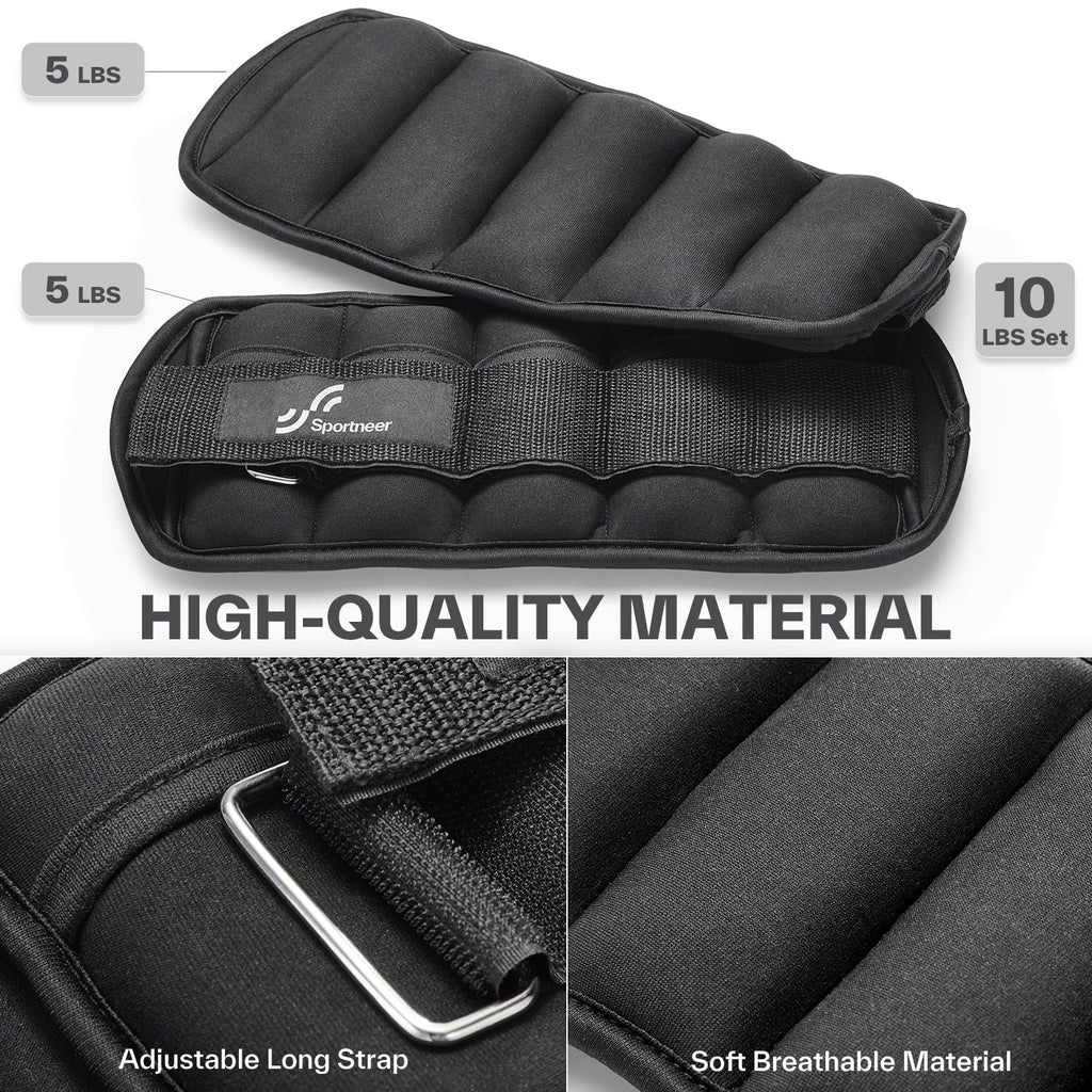 Sportneer Adjustable Ankle Weights Set (2–10 lbs)
