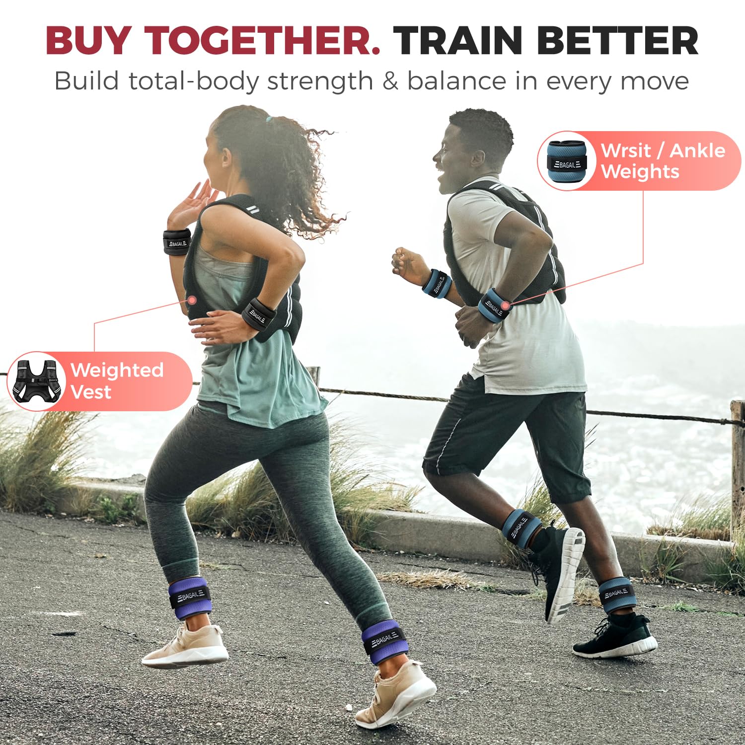BAGAIL Wearable Ankle & Wrist Weights – 2lb